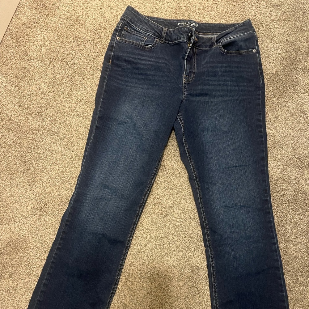 Maurice’s brand jeans size 12 long. Washed and tried on. Dark wash